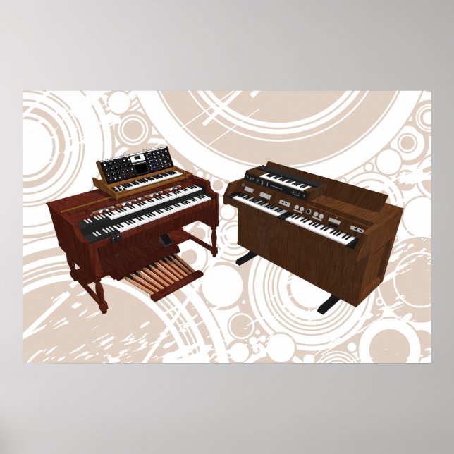 Music Poster: Vintage Keyboards: 3D Model Poster (Front)