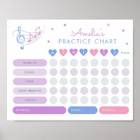 Music Practice Reward Chart Treble Clef Pink