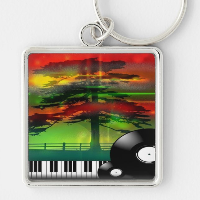 Music-Premium Square Keychain (Front)