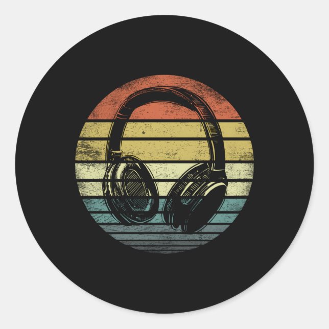 Music Producer Dj Headphones Classic Round Sticker (Front)