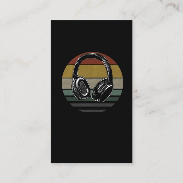 Music producer DJ musician vintage headphones Business Card (Front)