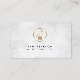 Music Producer Gold Gramophone Icon Business Card