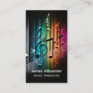 Music Producer Recording Studio Colourful Notes Business Card