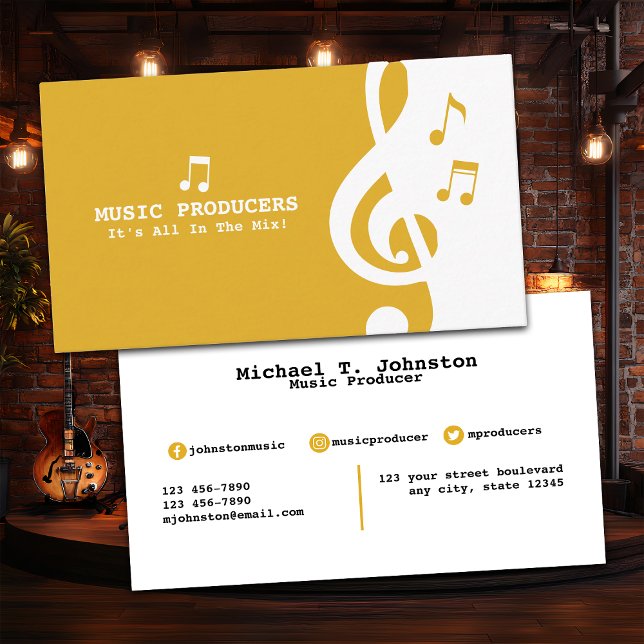 Music Producer Yellow  Business Card (Creator Uploaded)