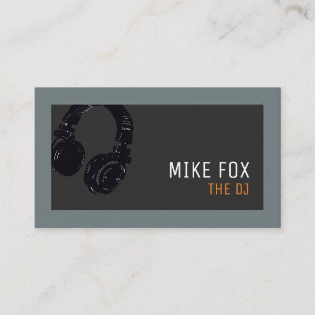 music professional DJ business card with headphone (Front)