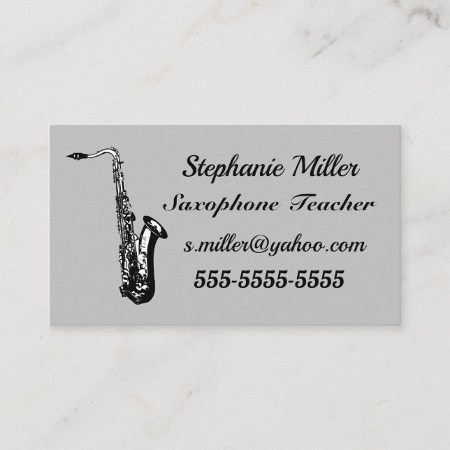Music Professional. Saxophone. Business Card (Front)