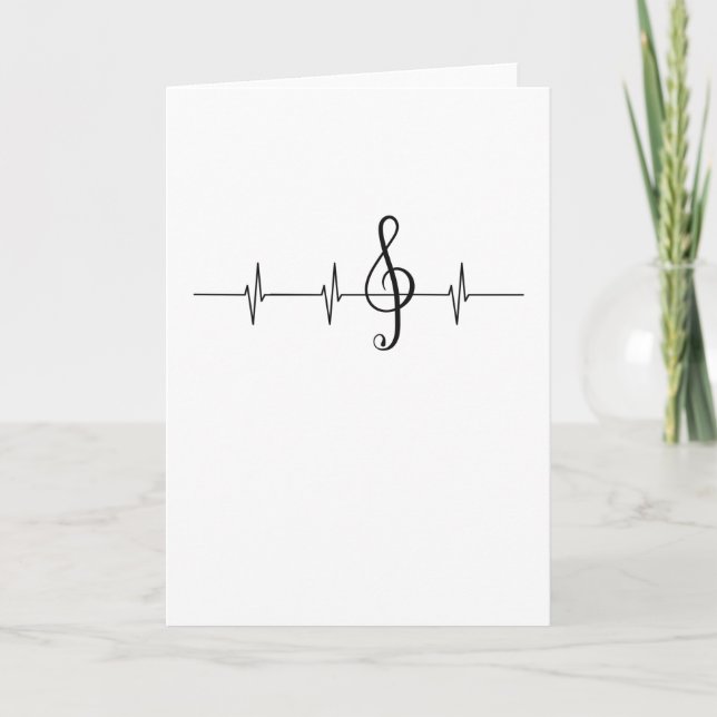 Music Pulse Musician Heartbeat Clef Card (Front)