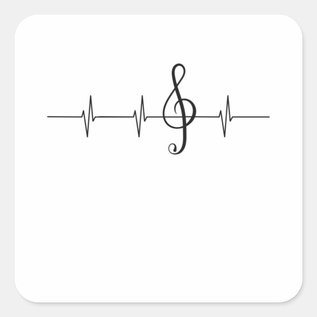 Music Pulse Musician Heartbeat Clef Square Sticker (Front)