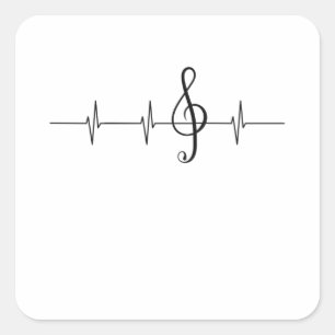 Music Pulse Musician Heartbeat Clef Square Sticker