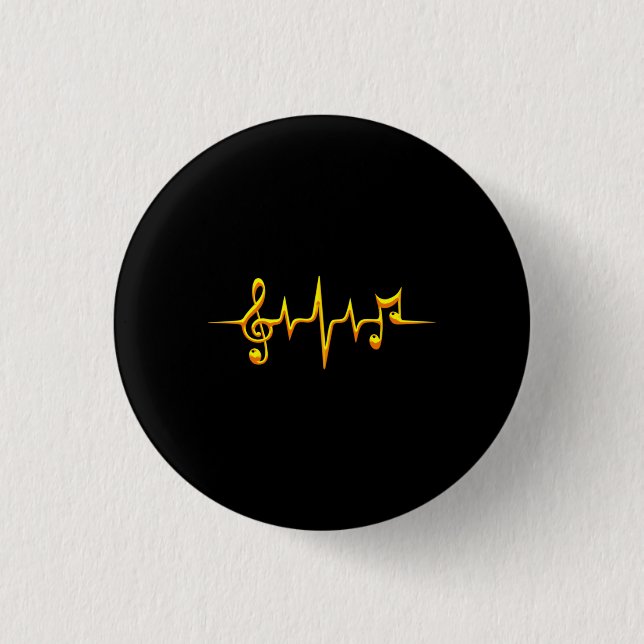 Music Pulse Notes Clef Frequency Wave Sound 3 Cm Round Badge (Front)