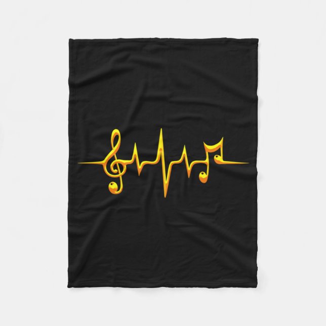 Music Pulse Notes Clef Frequency Wave Sound Fleece Blanket (Front)