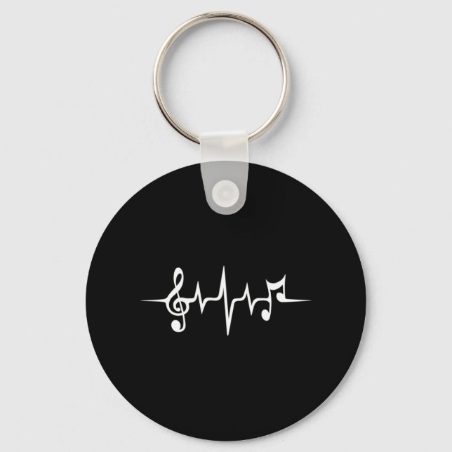 Music Pulse Notes Clef Frequency Wave Sound Key Ring (Front)