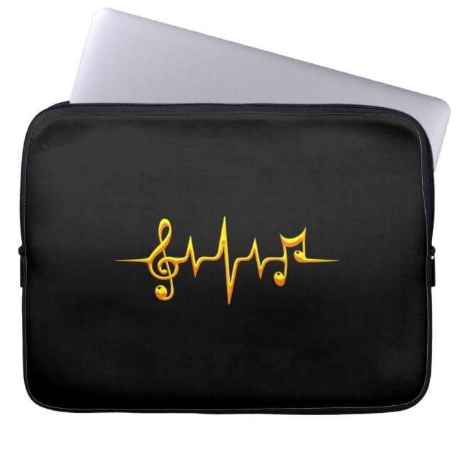 Music Pulse Notes Clef Frequency Wave Sound Laptop Sleeve (Front)