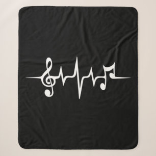 Music Pulse Notes Clef Frequency Wave Sound Sherpa Blanket