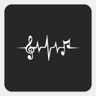 Music Pulse Notes Clef Frequency Wave Sound Square Sticker