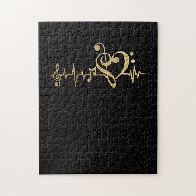 Music Pulse Notes Clef Heartbeat Jigsaw Puzzle (Vertical)