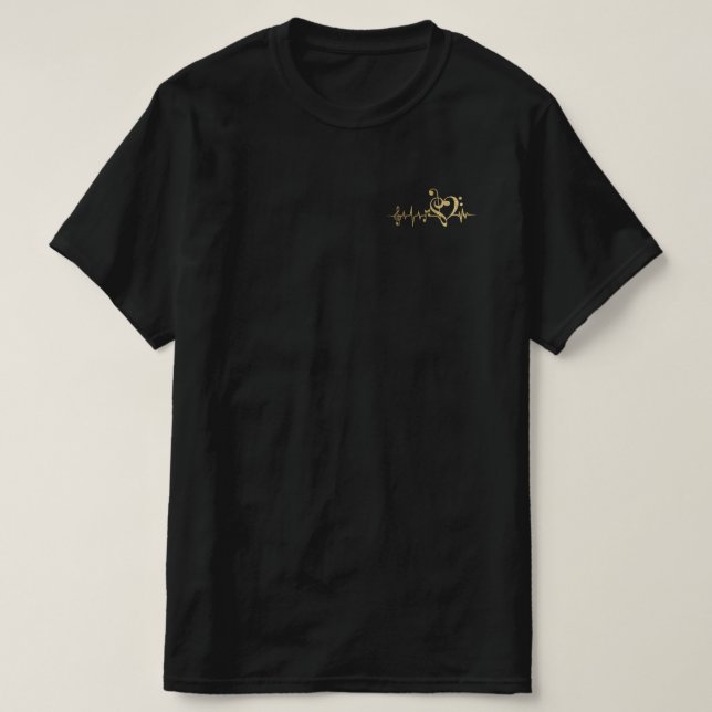 Music Pulse Notes Clef Heartbeat T-Shirt (Design Front)