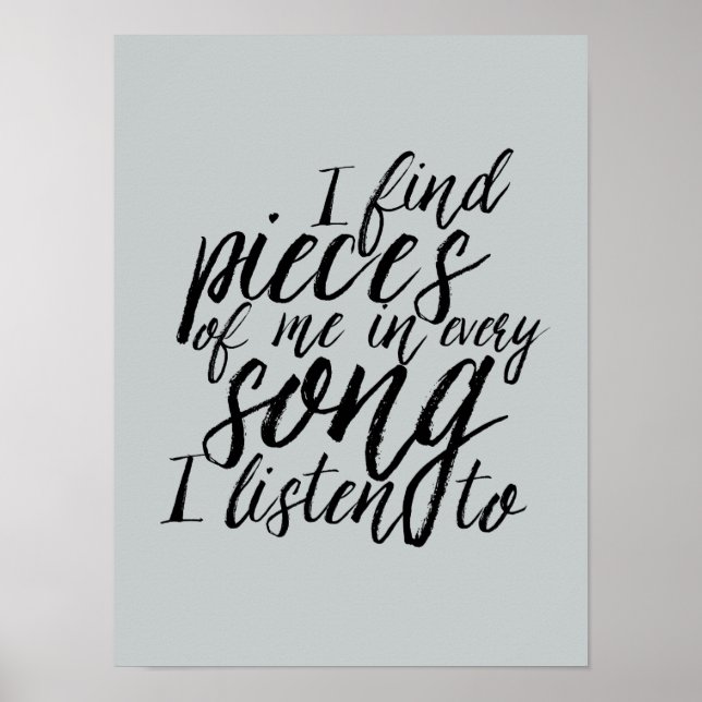 Music Quote Hand Lettering Calligraphy Poster (Front)
