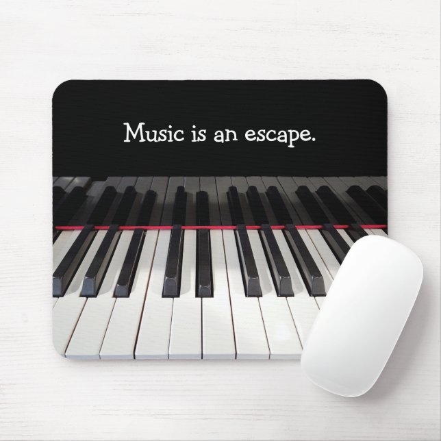Music Quote on Piano Keyboard Mouse Mat (With Mouse)
