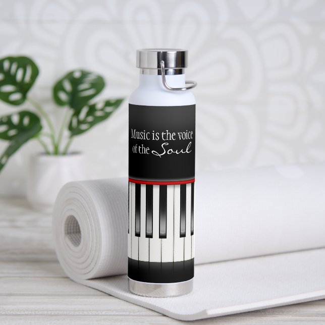 Music Quote on Piano Keyboard  Water Bottle (Yoga)