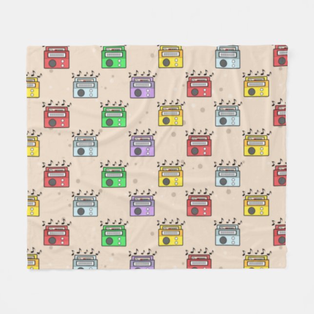 Music Radio Pattern  Fleece Blanket (Front (Horizontal))