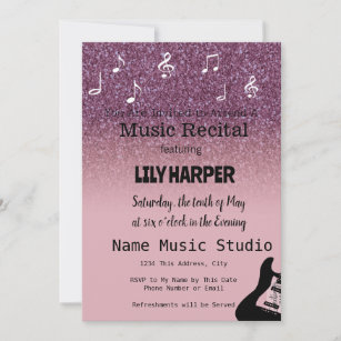 Music Recital Elegant Note Confetti  Invitation