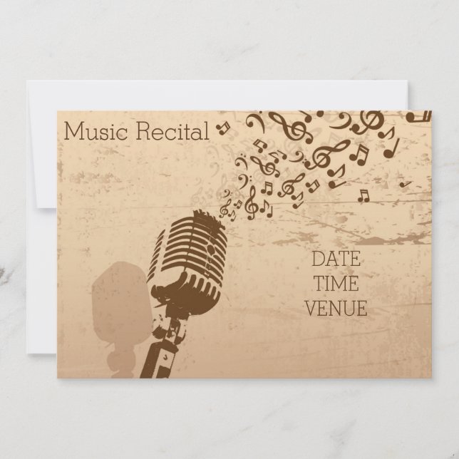 Music recital retro vintage vocal performance invitation (Front)