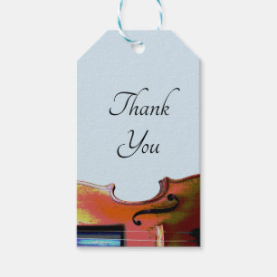 Music Recital Violin Thank You Blue Gift Tags