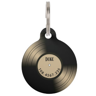 Music Record Album Novelty Pets ID Number and Name Pet Tag