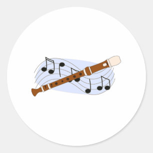 Music Recorder Instrument Classic Round Sticker