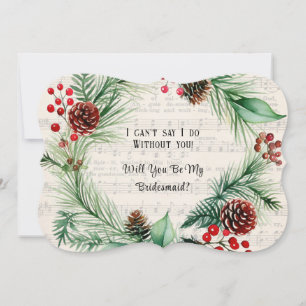 Music Red Berry Wreath Will You Be My Bridesmaid