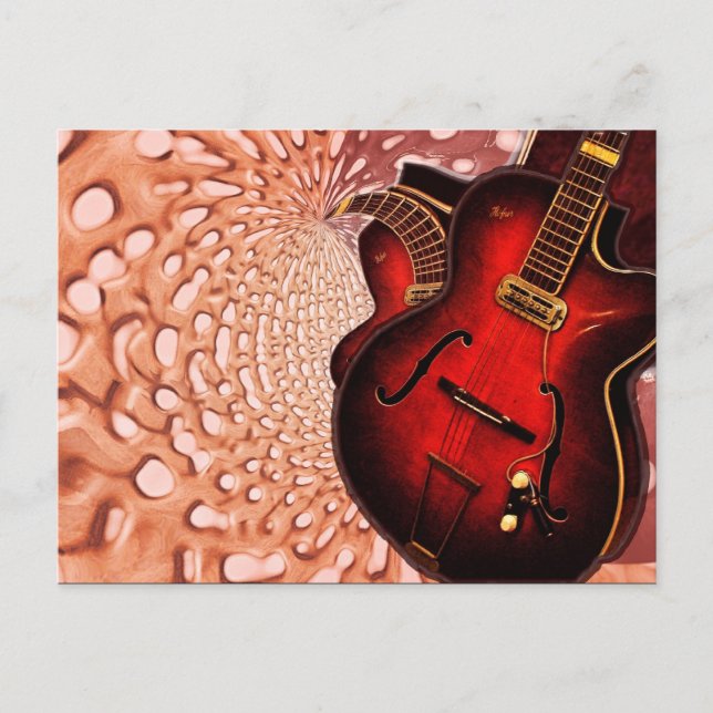 Music Red Guitar Soundwaves Postcard (Front)