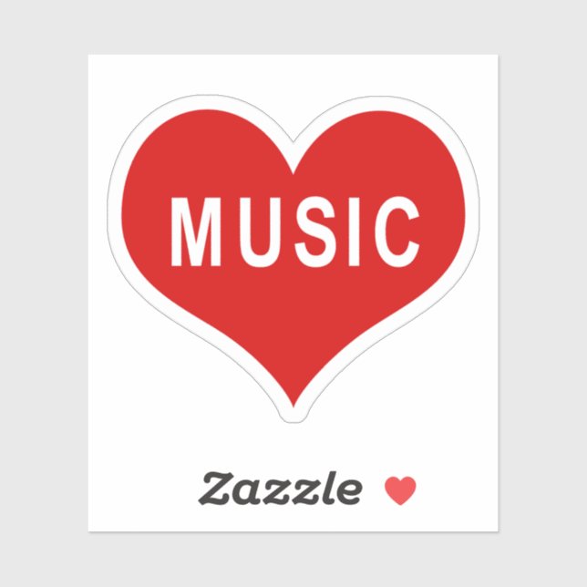 MUSIC Red Love Heart Vinyl Sticker (Sheet)