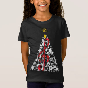 Music Red Plaid Christmas Tree Ornament Decor Xmas T-Shirt