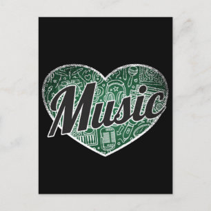Music Retro Heart Blackboard Love Postcard