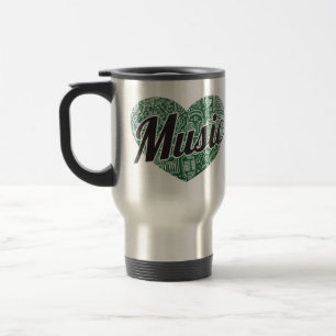 Music Retro Heart Blackboard Love Travel Mug