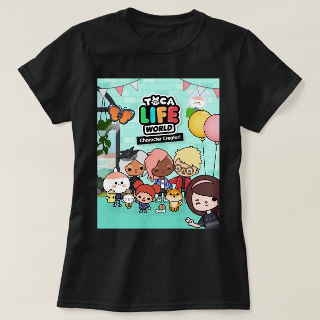 Music Retro Manga Toca Boca Anime Cute Graphic Gif T-Shirt (Design Front)