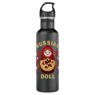 Music Retro Russian Doll White Black Red With Deep 710 Ml Water Bottle