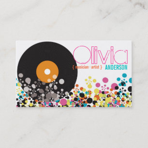 Music Retro Vintage Vinyl Colourful Pop Dots Business Card