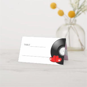 Music Retro Vinyl Record Wedding Fun Place Card