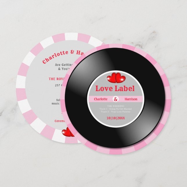 Music Retro Vinyl Record Wedding  Invitation (Front/Back)