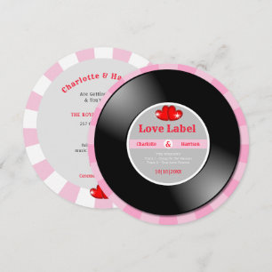 Music Retro Vinyl Record Wedding  Invitation