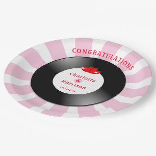 Music Retro Vinyl Record Wedding Paper Plate
