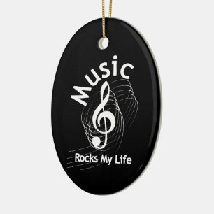 Music Rocks My Life Personalised Ceramic Tree Decoration