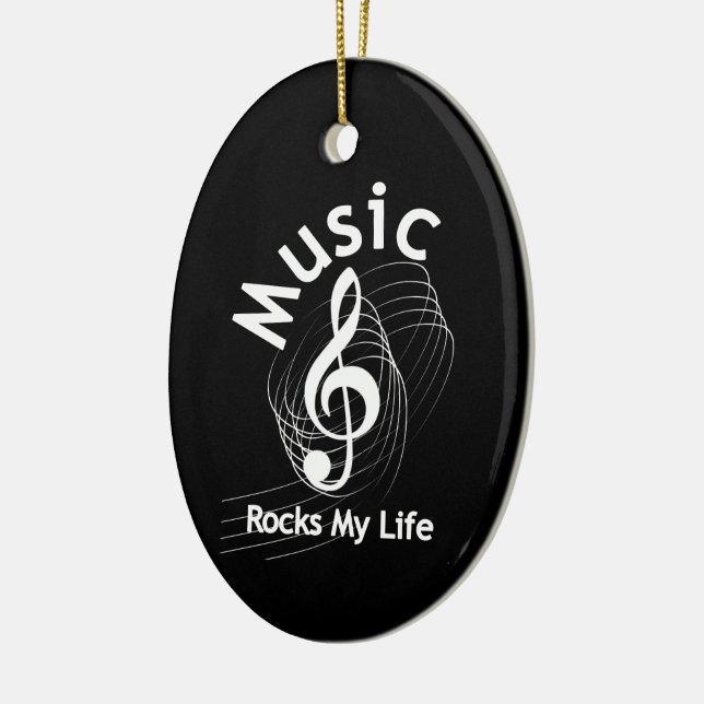 Music Rocks My Life Personalised Ceramic Tree Decoration (Left)