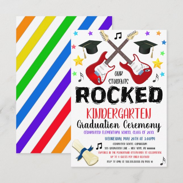 Music Rockstar Theme Graduation Invitation (Front/Back)