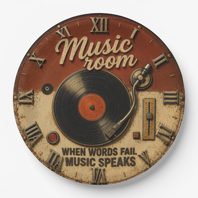 Music Room Vinyl Record  Paper Plate (Front)