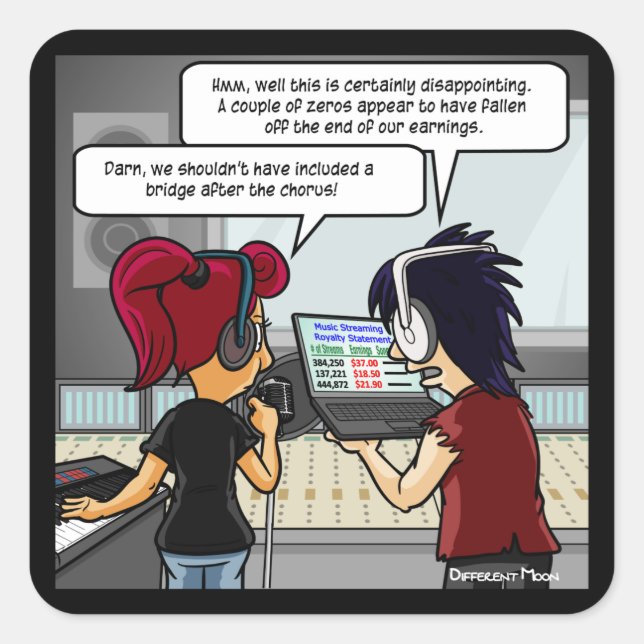 Music Royalties Funny Square Stickers (Front)