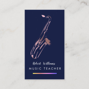 Music Saxophone Instrument Musician Rose Gold Business Card