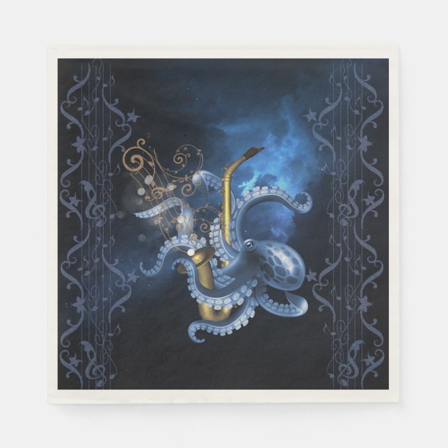 Music saxophone with octopus napkin (Front)